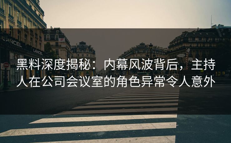 黑料深度揭秘：内幕风波背后，主持人在公司会议室的角色异常令人意外