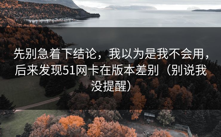先别急着下结论，我以为是我不会用，后来发现51网卡在版本差别（别说我没提醒）