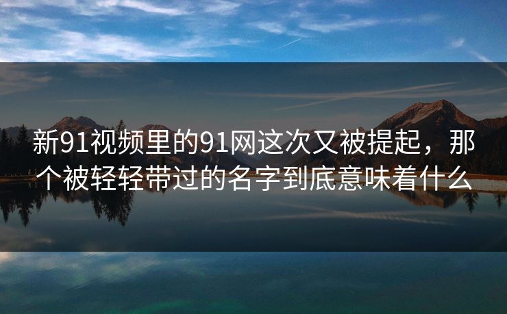新91视频里的91网这次又被提起，那个被轻轻带过的名字到底意味着什么